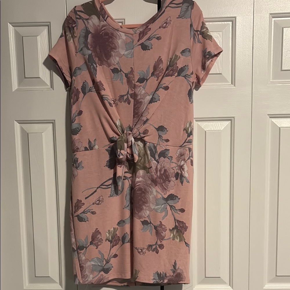 Eesome Pink and Gray Floral Dress